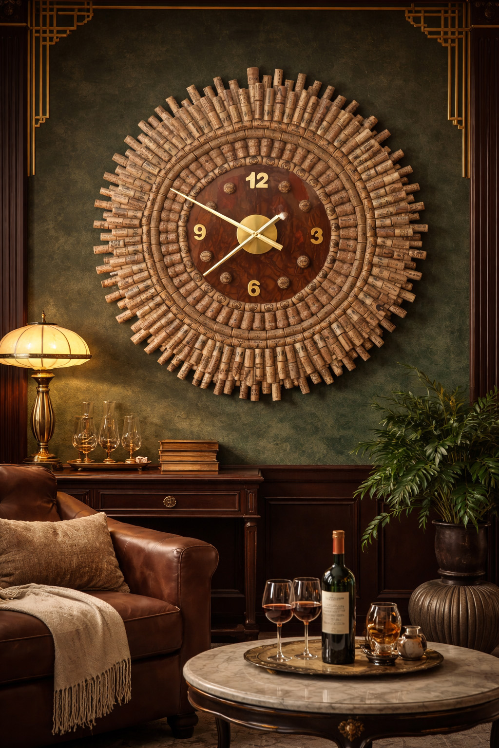 Reloj de pared de corchos y resina epoxi