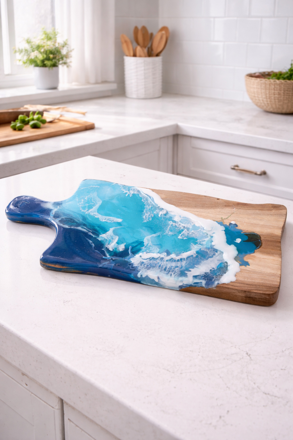 Tabla de Cortar (Juego de 3) con olas del mar con resina epoxi 