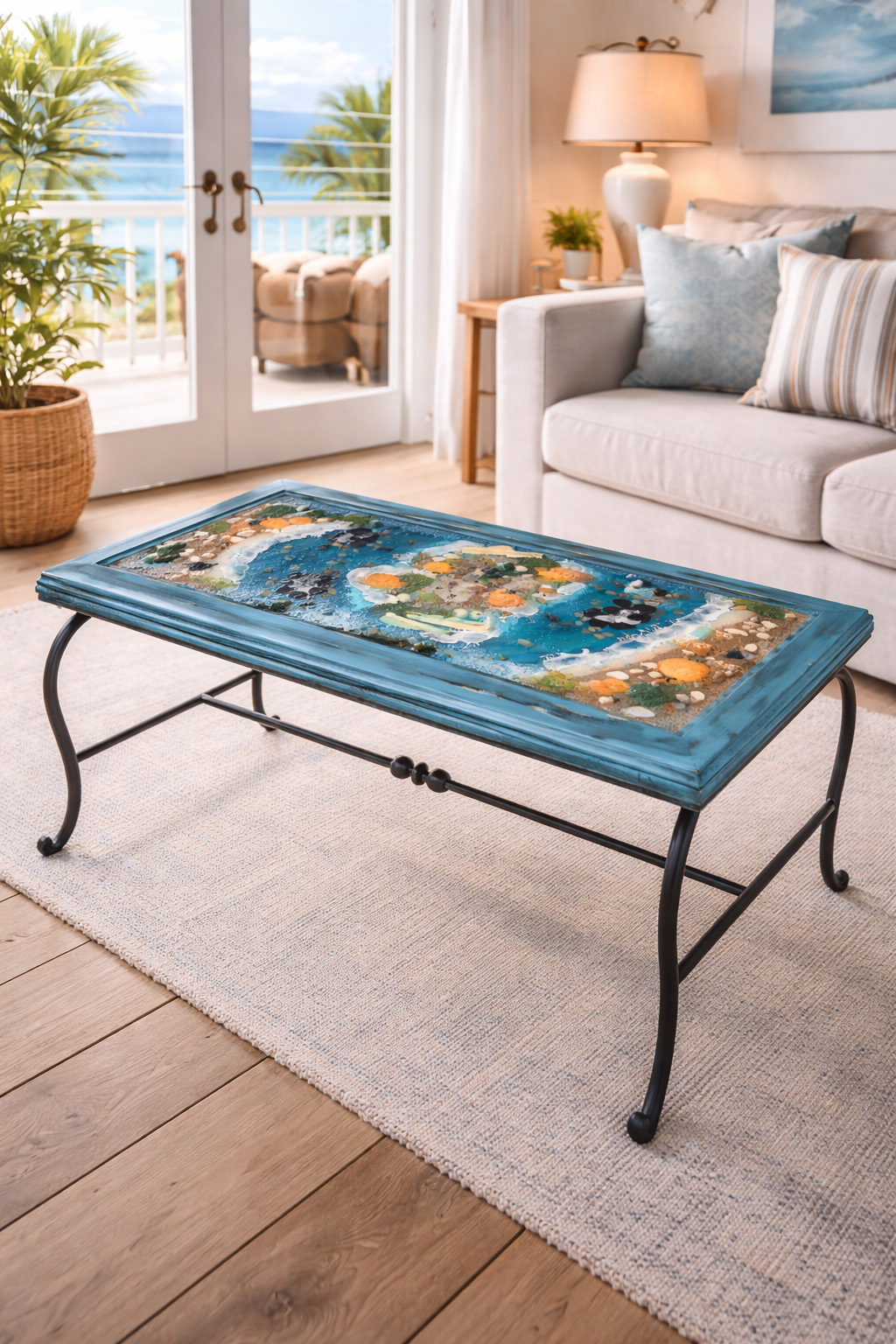 Mesa de centro marino con resina epoxi
