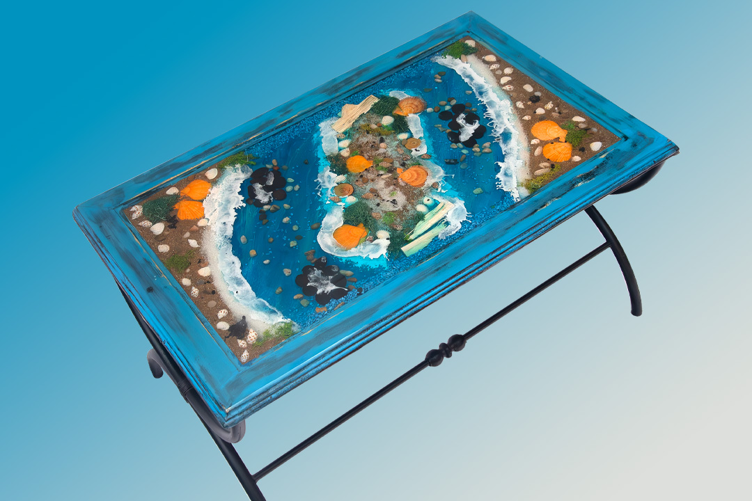 Mesa de centro marino con resina epoxi